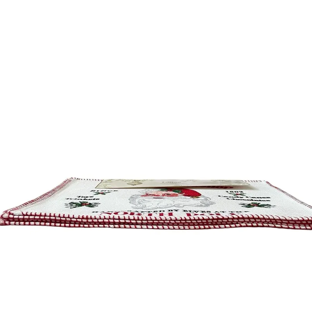 Lillian August Christmas SANTA CLAUS Placemat Set of 4 Holiday Decor 13x19 New